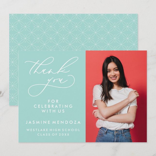 ENKEL WHIMSISK KALLIGRAFI STUDENTEN TACK KORT (Fram/baksida)