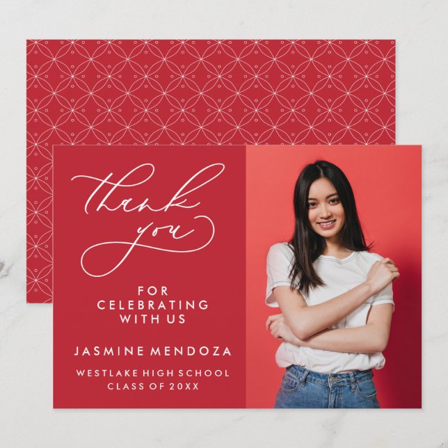 ENKEL WHIMSISK KALLIGRAFI STUDENTEN TACK KORT (Fram/baksida)