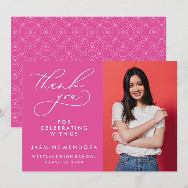 ENKEL WHIMSISK KALLIGRAFI STUDENTEN TACK KORT (Fram/baksida)