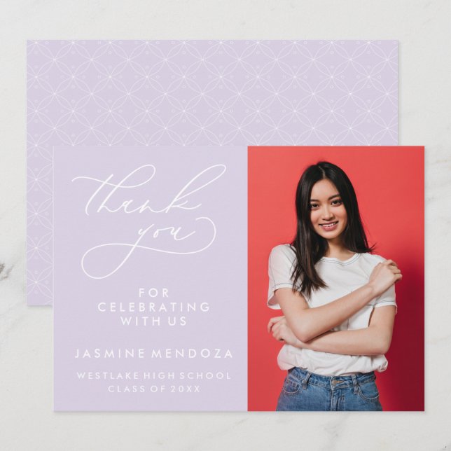 ENKEL WHIMSISK KALLIGRAFI STUDENTEN TACK KORT (Fram/baksida)