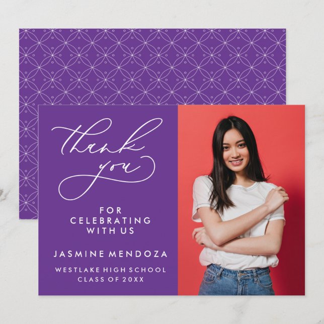 ENKEL WHIMSISK KALLIGRAFI STUDENTEN TACK KORT (Fram/baksida)