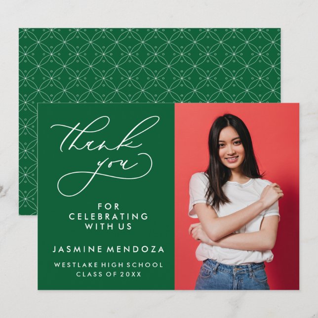 ENKEL WHIMSISK KALLIGRAFI STUDENTEN TACK KORT (Fram/baksida)