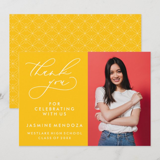 ENKEL WHIMSISK KALLIGRAFI STUDENTEN TACK KORT (Fram/baksida)