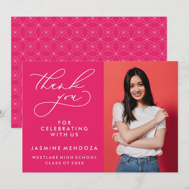 ENKEL WHIMSISK KALLIGRAFI STUDENTEN TACK KORT (Fram/baksida)