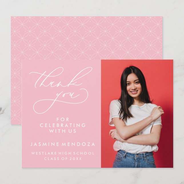 ENKEL WHIMSISK KALLIGRAFI STUDENTEN TACK KORT (Fram/baksida)