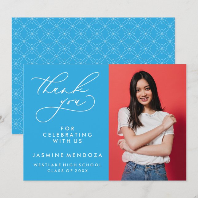 ENKEL WHIMSISK KALLIGRAFI STUDENTEN TACK KORT (Fram/baksida)