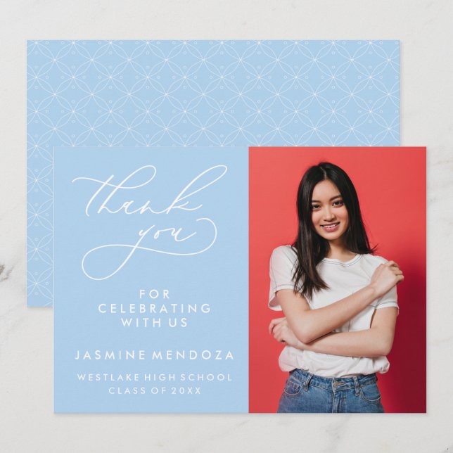 ENKEL WHIMSISK KALLIGRAFI STUDENTEN TACK KORT (Fram/baksida)