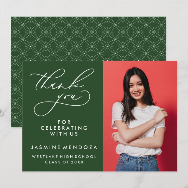 ENKEL WHIMSISK KALLIGRAFI STUDENTEN TACK KORT (Fram/baksida)