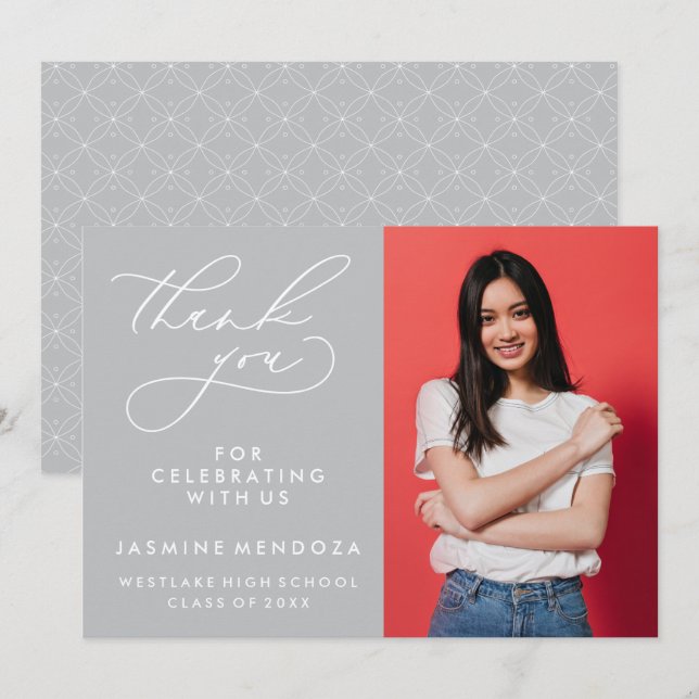 ENKEL WHIMSISK KALLIGRAFI STUDENTEN TACK KORT (Fram/baksida)