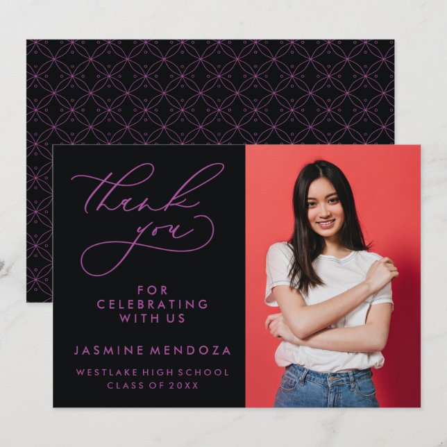 ENKEL WHIMSISK KALLIGRAFI STUDENTEN TACK KORT (Fram/baksida)