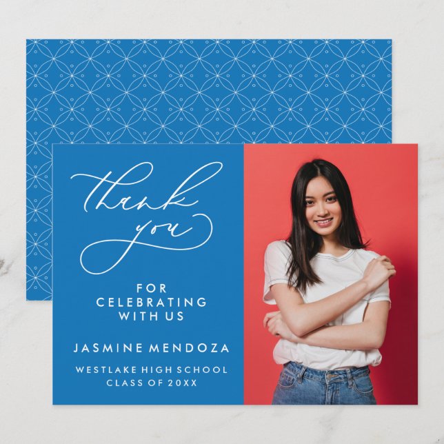 ENKEL WHIMSISK KALLIGRAFI STUDENTEN TACK KORT (Fram/baksida)