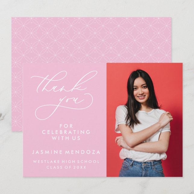 ENKEL WHIMSISK KALLIGRAFI STUDENTEN TACK KORT (Fram/baksida)