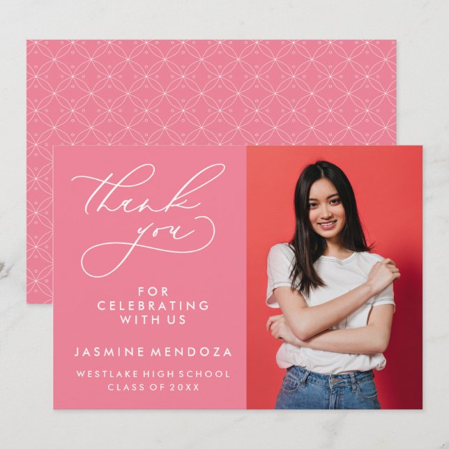 ENKEL WHIMSISK KALLIGRAFI STUDENTEN TACK KORT (Fram/baksida)