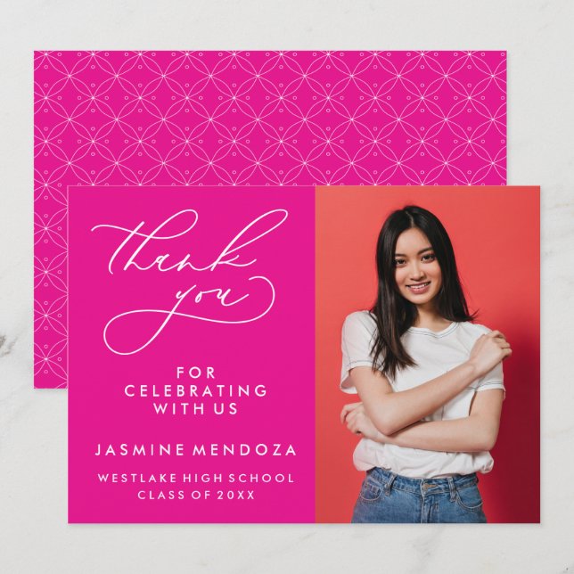 ENKEL WHIMSISK KALLIGRAFI STUDENTEN TACK KORT (Fram/baksida)