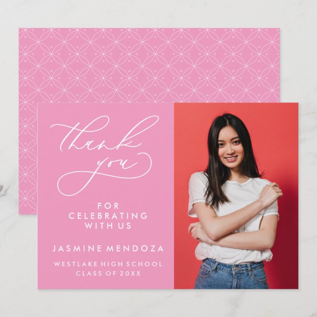 ENKEL WHIMSISK KALLIGRAFI STUDENTEN TACK KORT (Fram/baksida)