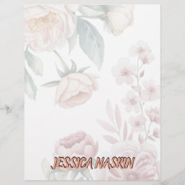Enkel WhiteRose & Mjuk Pastell Rosa Blomma Brevhuvud