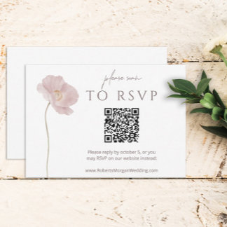 Enkel Wildblomma Boho-Bröllop OSA med QR-kod Kort
