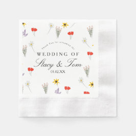 Enkel Wildblomma Hand plockade Bröllop Tack Pappersservett