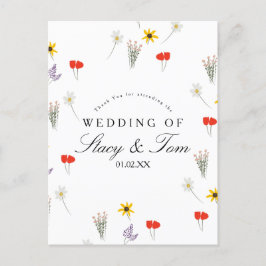 Enkel Wildblomma Hand plockade Bröllop Tack Vykort