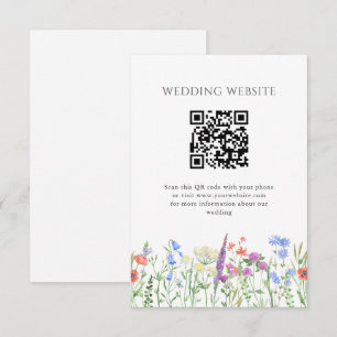 Enkel Wildflower QR-kod Bröllop Tilläggskort