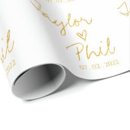 Enkel Wrappin för Elegant Bride & Groom Namn Bröll Presentpapper