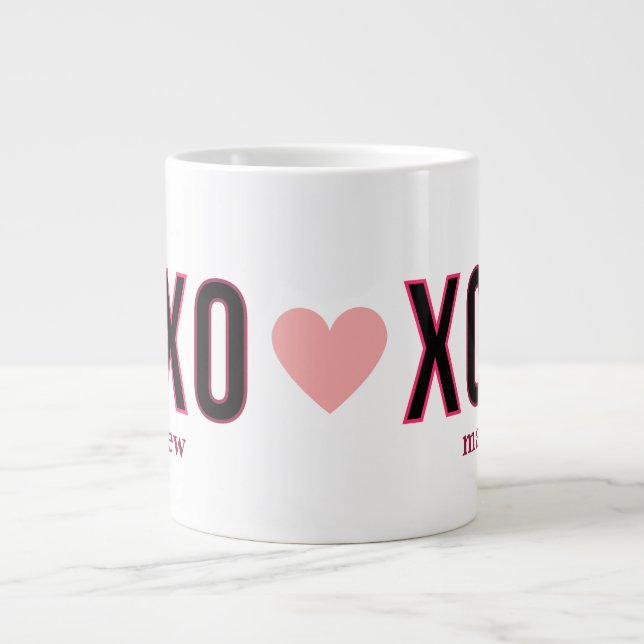 Enkel Xoxo-arbetsutmatningskort Valentines day Jumbo Mugg (Framsidan)