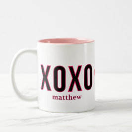 Enkel Xoxo-arbetsutmatningskort Valentines day Två-Tonad Mugg