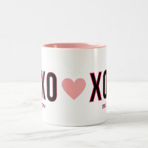 Enkel Xoxo-arbetsutmatningskort Valentines day Två-Tonad Mugg