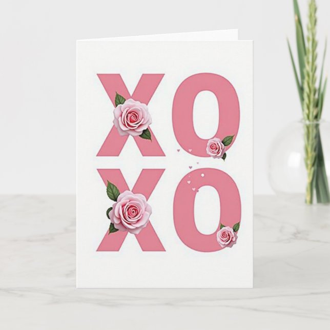 Enkel Xoxo Roser Kärlekskort Kort (Framsida)