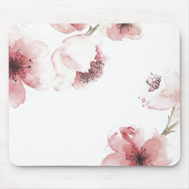 Enkel yet elegant körsbärsröd blommar | Mousepad Musmatta (Framsidan)