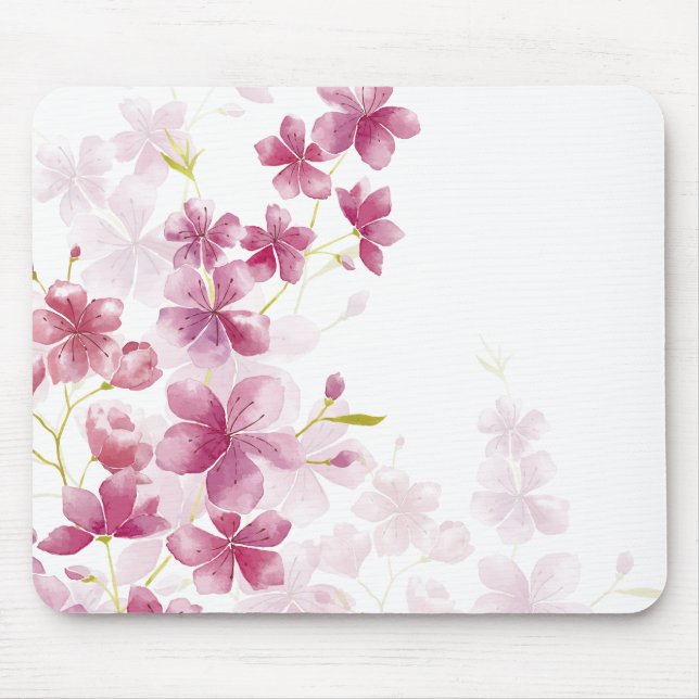 Enkel yet elegant körsbärsröd blommar | Mousepad Musmatta (Framsidan)