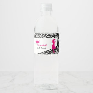 Enkel Zebra med Möhippa om Rosa Vattenflaskor Etikett