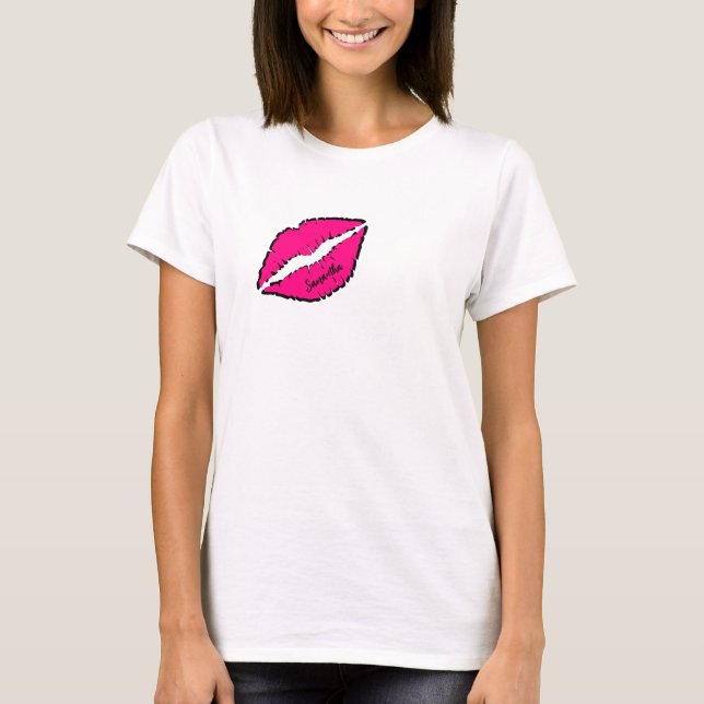 Enkel Zebra med Rosa Läppar Personlig T Shirt (Framsida)