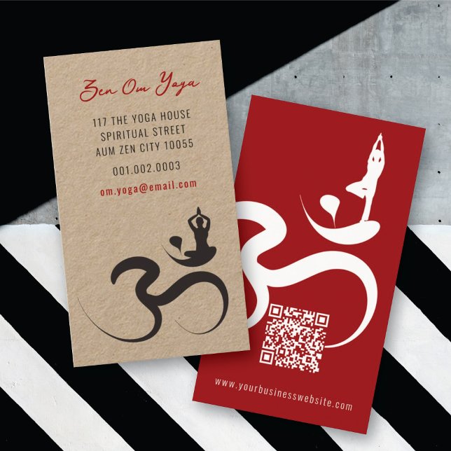 Enkel Zen Yoga Om Kalligrafi Silhuett Modern Visitkort (Simple Minimalist Zen Spiritual Holistic Yoga Om/Aum Calligraphy Symbol Business Card @ fatfatin)