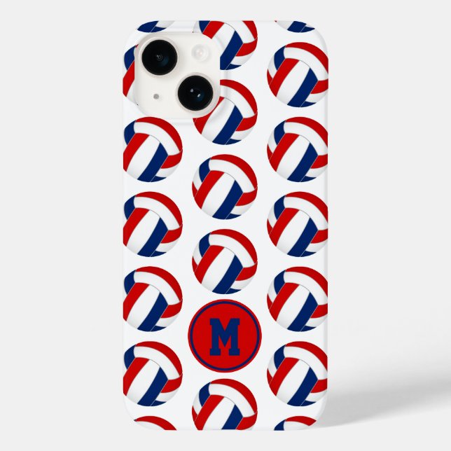 Enkelfärgad blå volleybollar mönster monogrammad (Baksida)