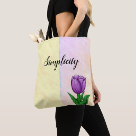 Enkelfärgad Lila Tulip Two Tone Watercolor Tygkasse