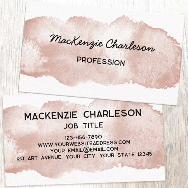 Enkelfärgad målning Brushstroke Terracotta Visitkort (Simple watercolor paint brushstroke custom text business card)