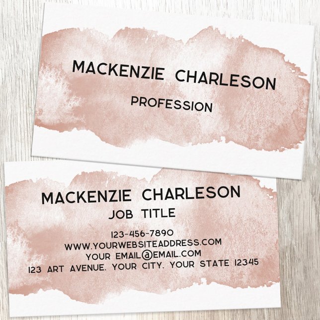 Enkelfärgad målning Brushstroke Terracotta Visitkort (Simple watercolor paint brushstroke custom text business card)