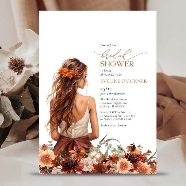 Enkelfärgad terracotta-blommor bröllop-grynga inbjudningar (Simple watercolor terracotta flowers wedding gown invitation)