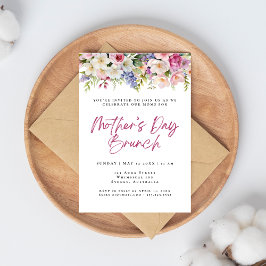 Enkelfärgade blommor mors dag brunch inbjudningar