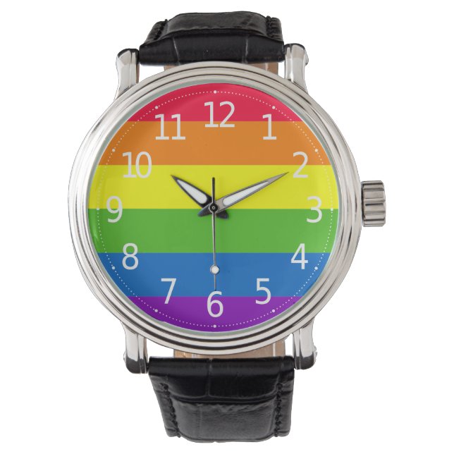 Enkelfärgat HBT-Pride Rainbow Manar Watch Watch Armbandsur (Framsida)