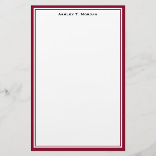 Enkelhet DIY Ram White Personlig Burgundy Brevpapper
