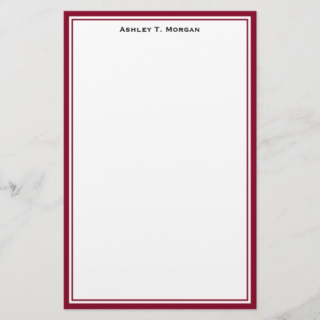 Enkelhet DIY Ram White Personlig Burgundy Brevpapper (Framsida)
