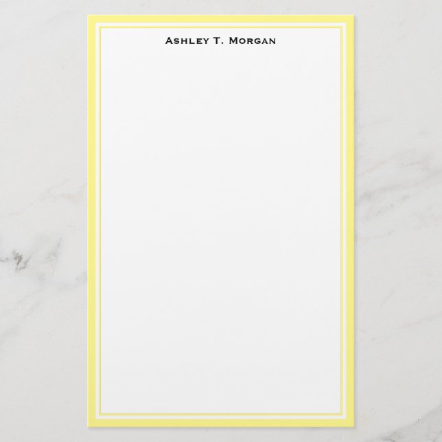 Enkelhet DIY Ram White Personlig Lt Gult Brevpapper (Framsida)