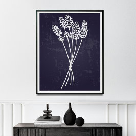 Enkelhet i Bloom White Line Flower Teckning Poster
