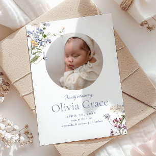 Enkelhet i vintagens Blommigt   Olivia Tack Birth Meddelande