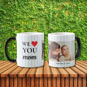 Enkelhjärtblått Rand Vi Kärlekar dig Mamma foto Magisk Mugg