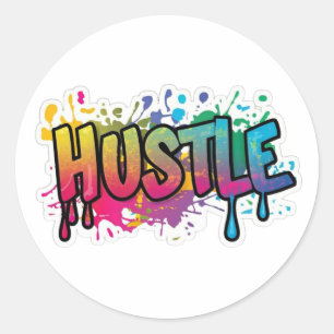 Enkelhustle-dekal för ord runt klistermärke