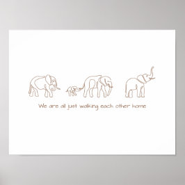 Enkelradig konst - elefant poster