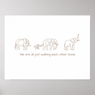 Enkelradig konst - elefant poster